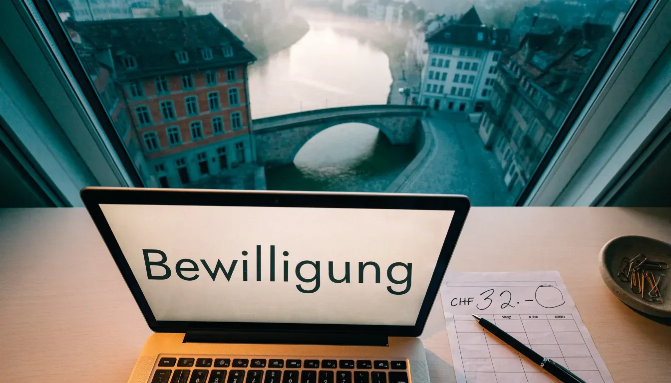 Eine steinerne Bogenbrücke überspannt am frühen Morgen einen Fluss in einer Altstadt, auf dem Wasser liegt dünner Nebel.