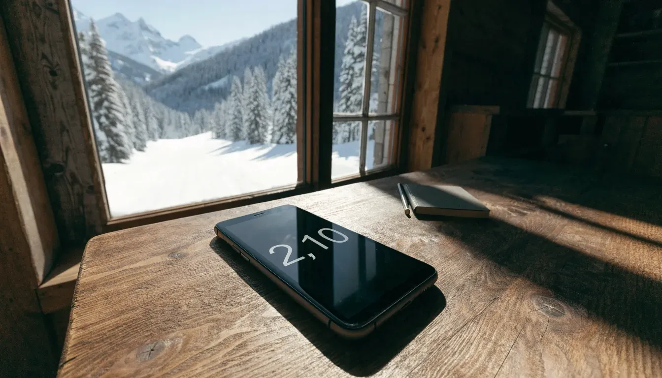 Eine frisch präparierte Skipiste liegt im Morgenlicht leer da, am Rand stehen verschneite Tannen und im Hintergrund Gipfel.