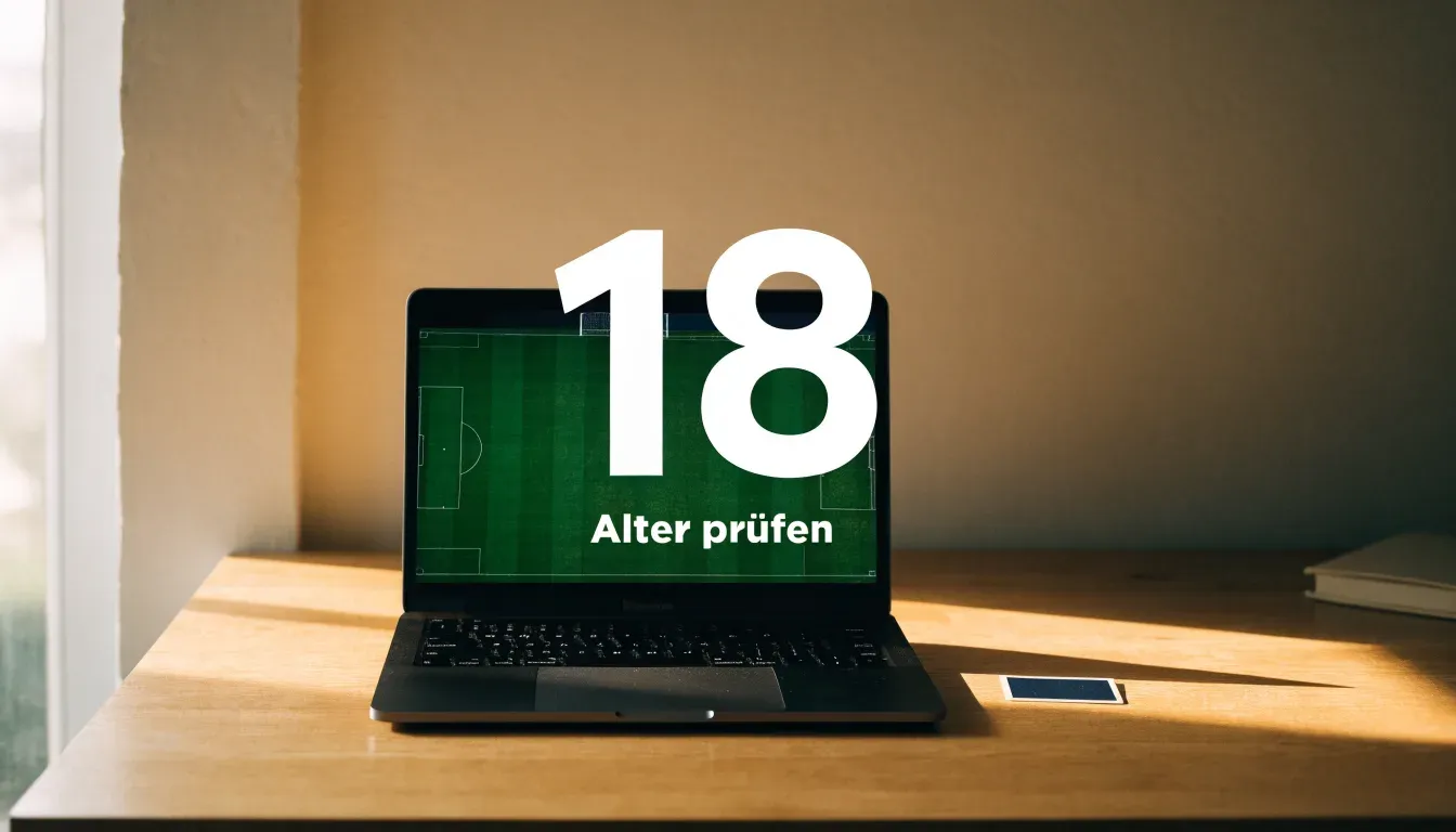 Ein Fussballtor ohne Netz steht auf einer Wiese am Waldrand, die Abenddämmerung färbt den Himmel orange.