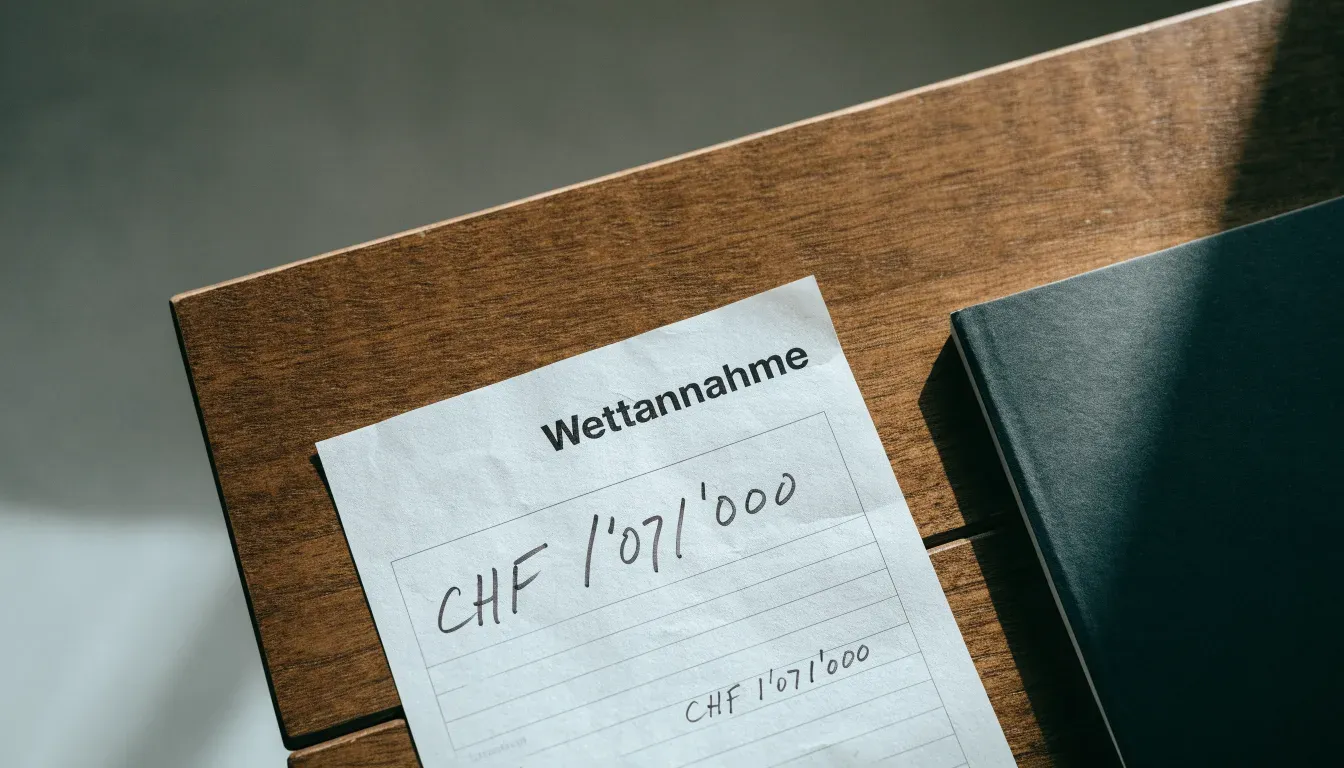 Eine Waage mit zwei Schalen aus Messing steht auf einem Holztisch im weichen Fensterlicht.