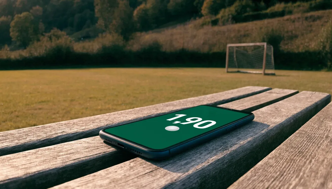 Eine Almwiese mit einem kleinen Holztor für Kinderfussball, dahinter erheben sich bewaldete Hänge im Nachmittagslicht.