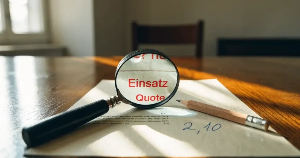Eine Lupe liegt auf einem karierten Blatt neben einem Bleistift, das Licht fällt schräg durch ein Fenster.